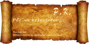 Páva Krisztofer névjegykártya